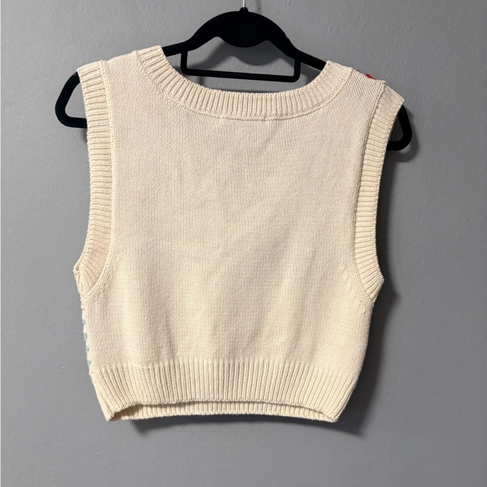 Forever 21 Crochet Granny Squares Patchwork Off-White Sweater Vest. Size X-Small - Picture 4 of 6